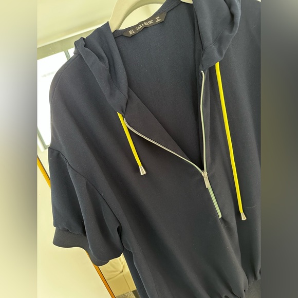 Zara Navy Blue Hoodie Romper with Zipper - Picture 3 of 4